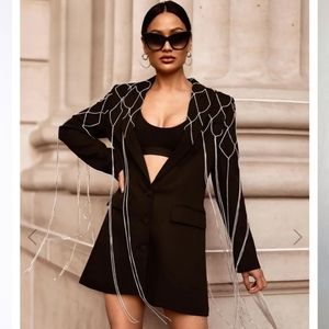 Business Mode Blazer Mini Dress - Black